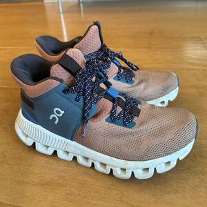 On Running Women's Tan and Blue Athletic Shoes